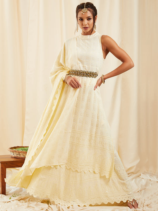 Cream Chikankari Set