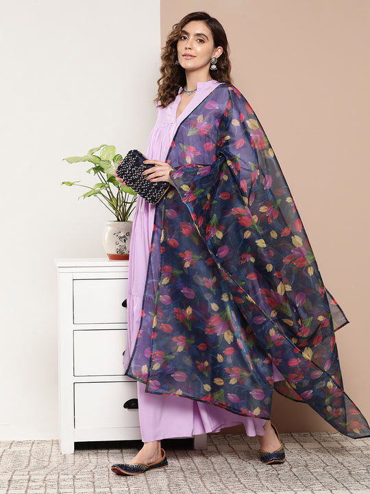 Mauve Tiered Anarkali Kurta Set