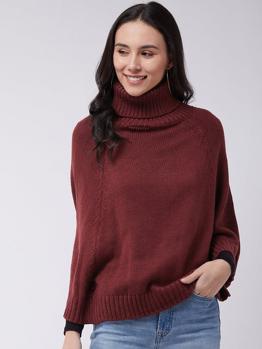Maroon Sweater Poncho