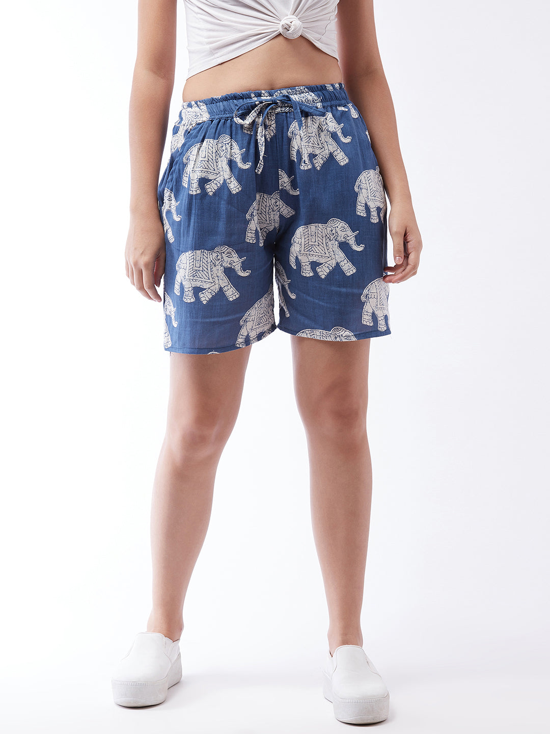 Light Blue Elephant Shorts For Teens