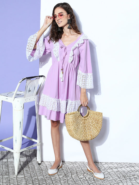 Mauve Lacy Short Dress