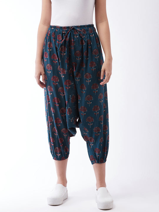 Indigo Maroon Print Harem Pant For Teens