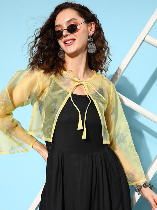 Strappy Set Black With Yellow W Chintz Short Or Cape