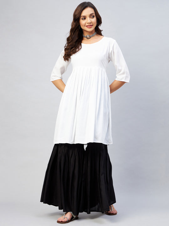 Cream Short Anarkali Kurta