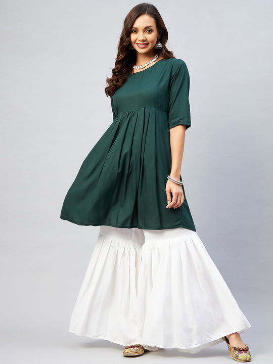 Dark Green Short Anarkali Kurta