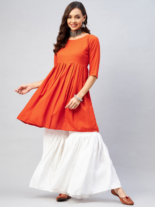Orange Short Anarkali Kurta