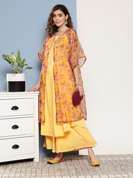 Cassatta Yellow Cr Strappy Set With Mustard Brown Cape