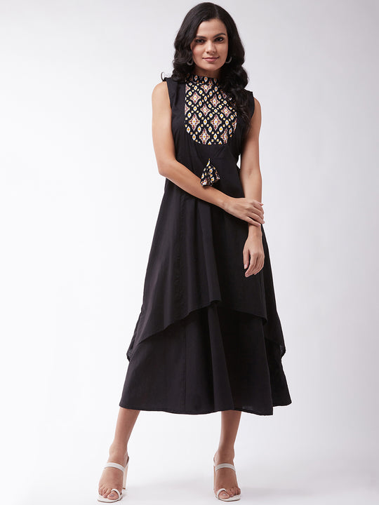 Black Patola Dress With Tassel