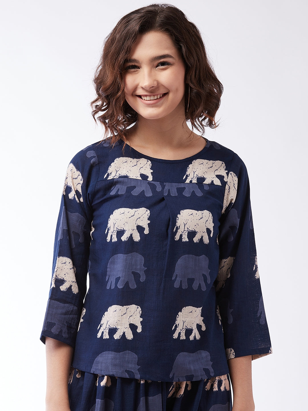 Elephant Print Top For Teens