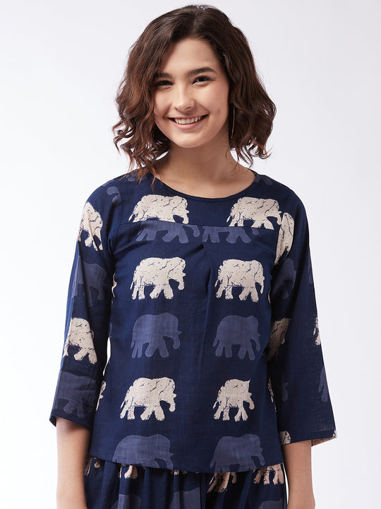 Elephant Print Top For Teens