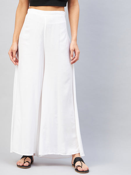 Ivory white shimmer tissue palazzo main image 1