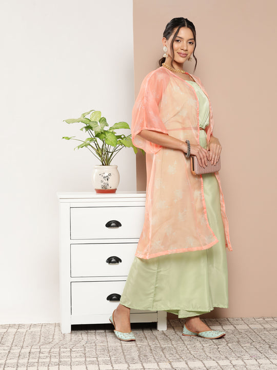 Cassatta Green Coord Set W -Peach White Chintz Cape