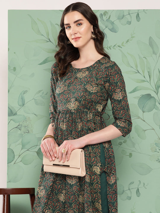 Moss Green Ajrakh Nyra Set