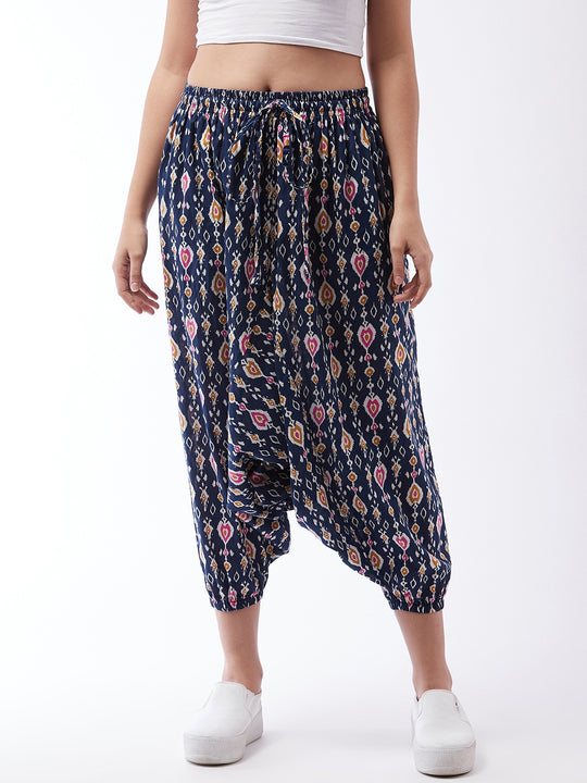 Blue Patola Harem Pants For Teens