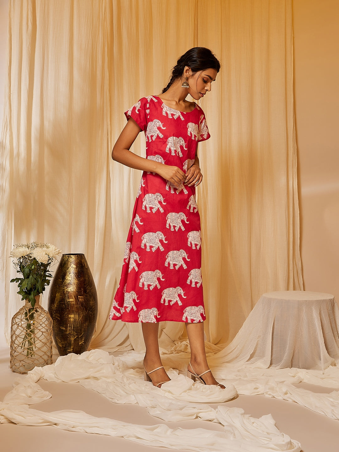 red elephant dress Tukta Elephant Dress Red
