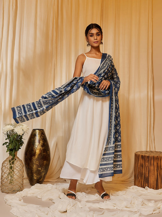 White Strappy Kurta Palazzo Set