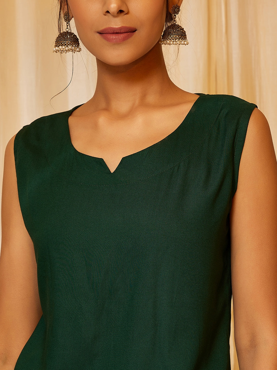 Bottle Green Skirt Top Set