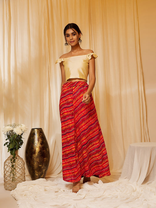 Pink Lehriya Skirt Set