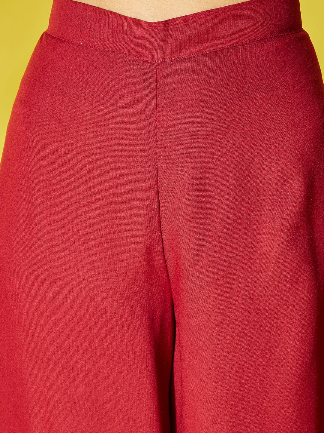 Maroon Strappy Kurta Palazzo Set With Mustard White Dupatta