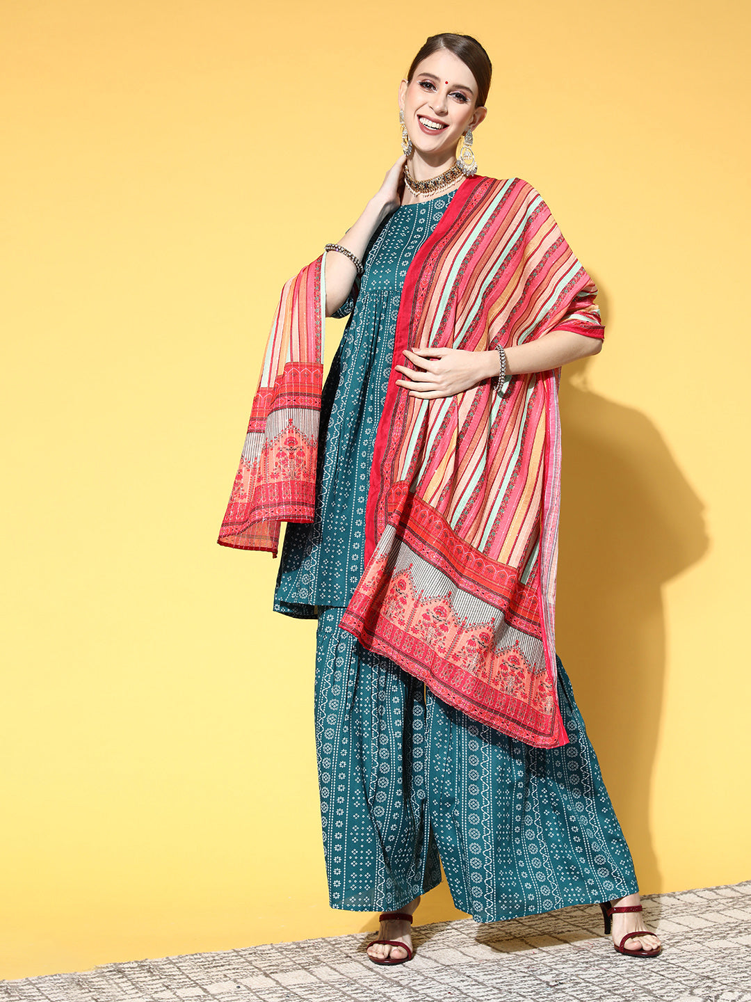 Ocean Bandhani Sharara Set With Dupatta