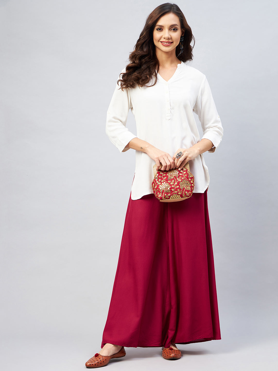 Mauve Embroidered Peplum Top With Palazzo Pants Design by Izzumi Mehta at  Pernia's Pop Up Shop 2024