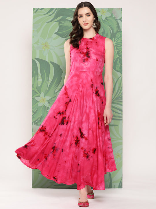 Magenta Tie And Die Dress