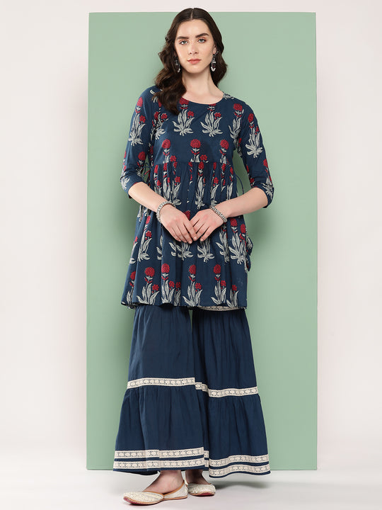 Indigo Boota Sharara Set