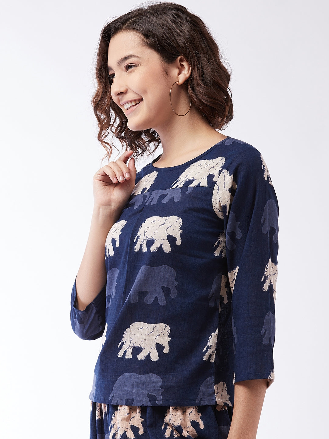 Elephant Print Top For Teens