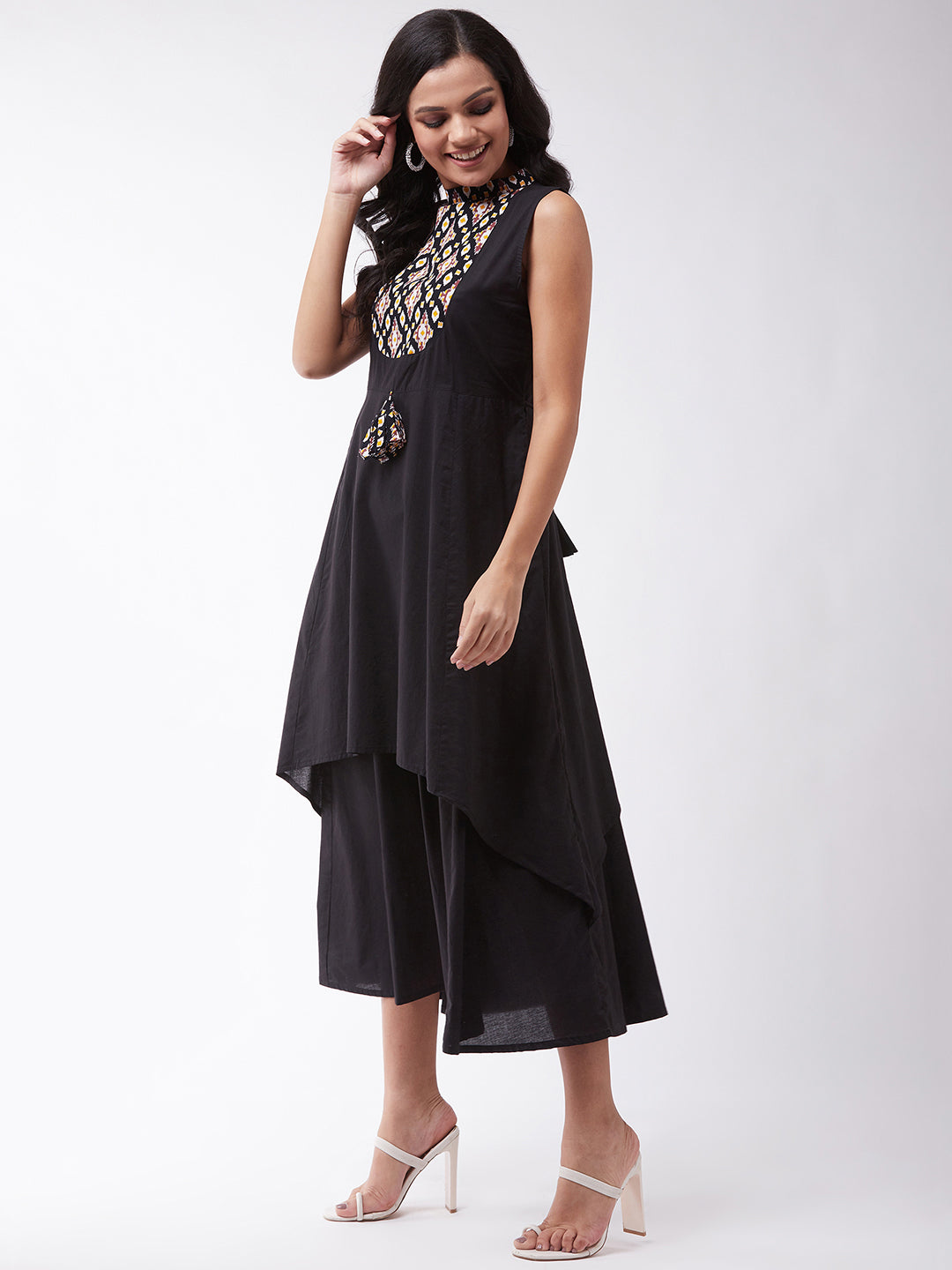 Black Patola Dress With Tassel