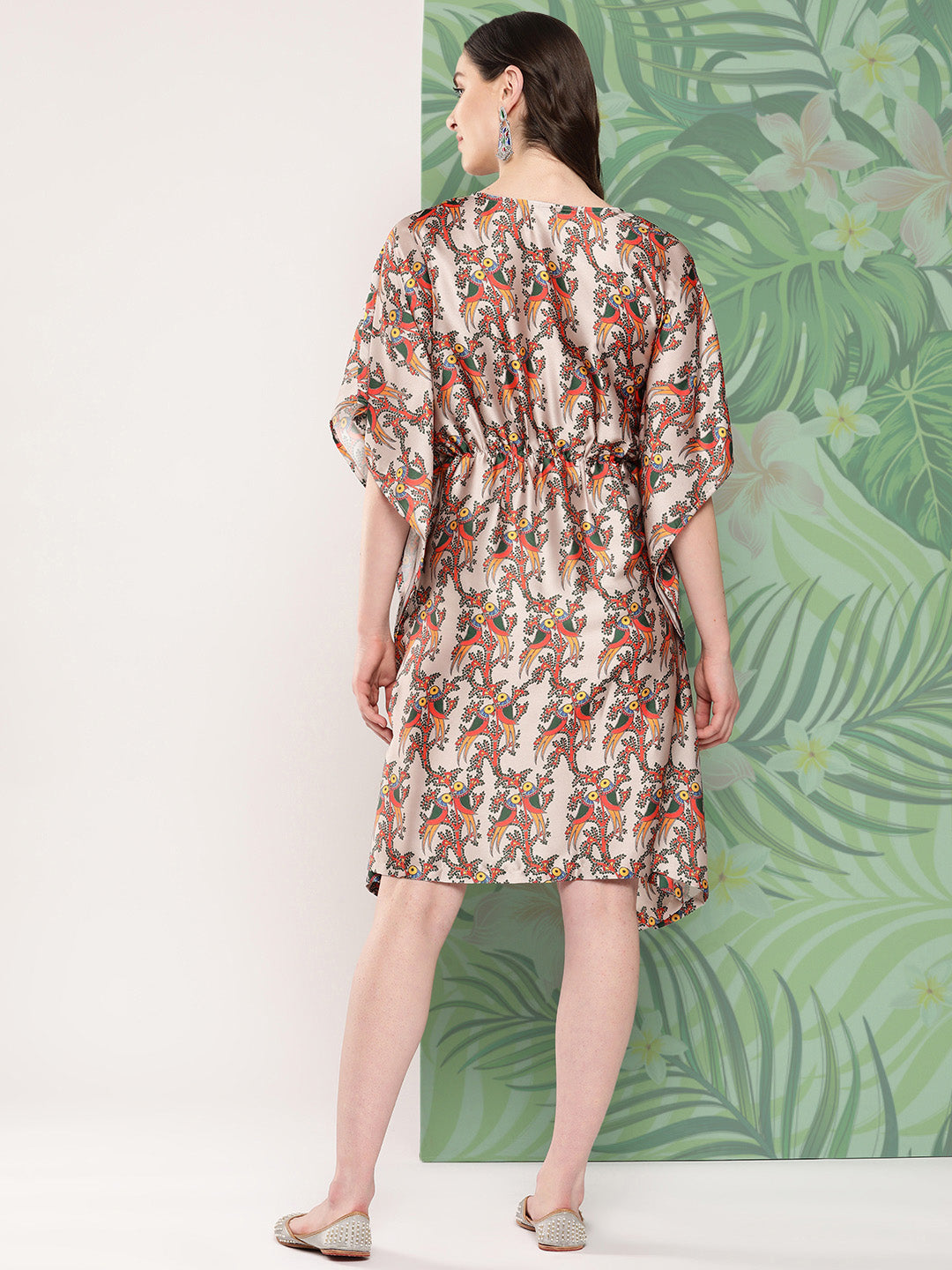 Elegant Bird Print Kaftan
