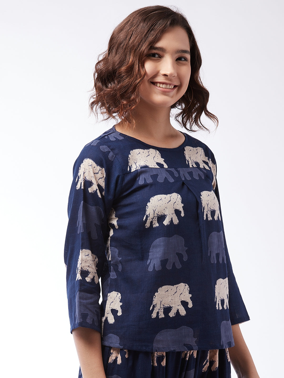 Elephant Print Top For Teens