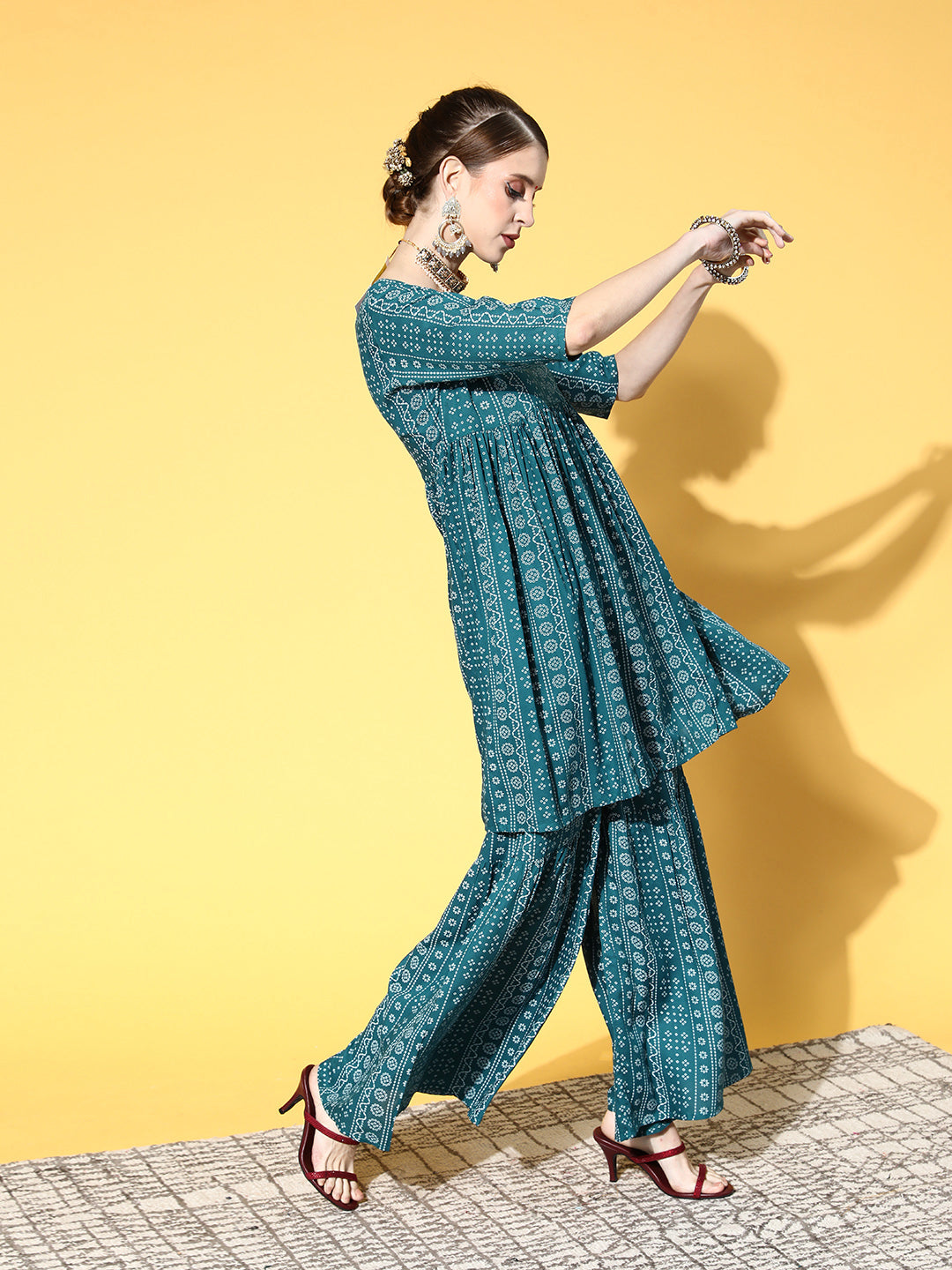 Ocean Bandhani Sharara Set With Dupatta