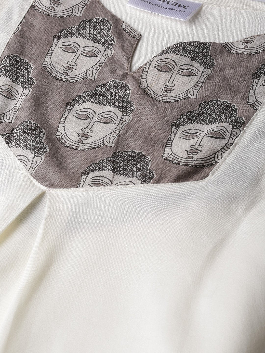 Budha Print Top - Off White