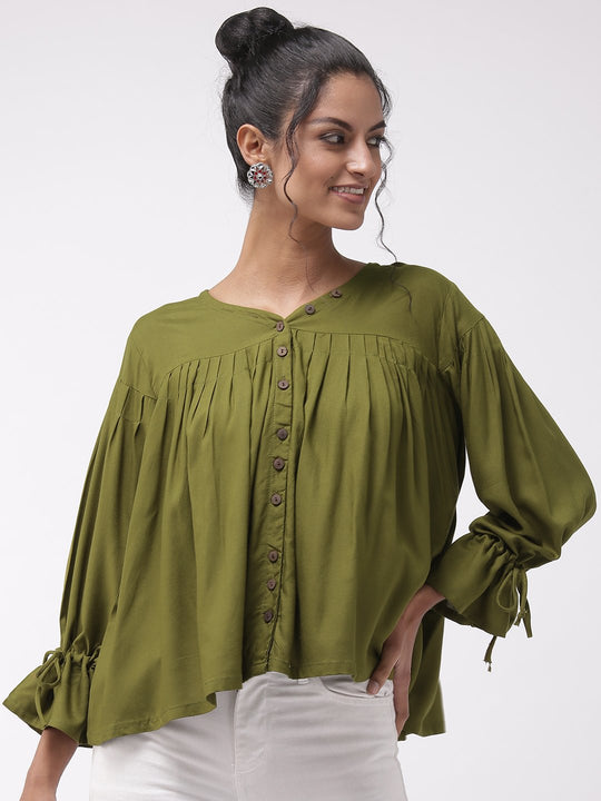 Green Boho Top