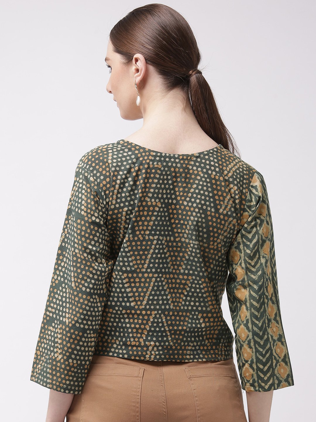 Crop Top Abstract Green & Yellow