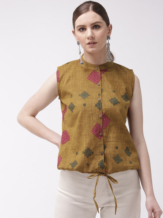 Brown Printed Top