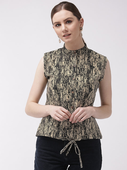 Black & Off White Top