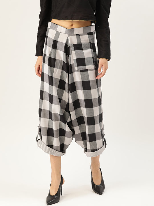 Black Check Harem Pants