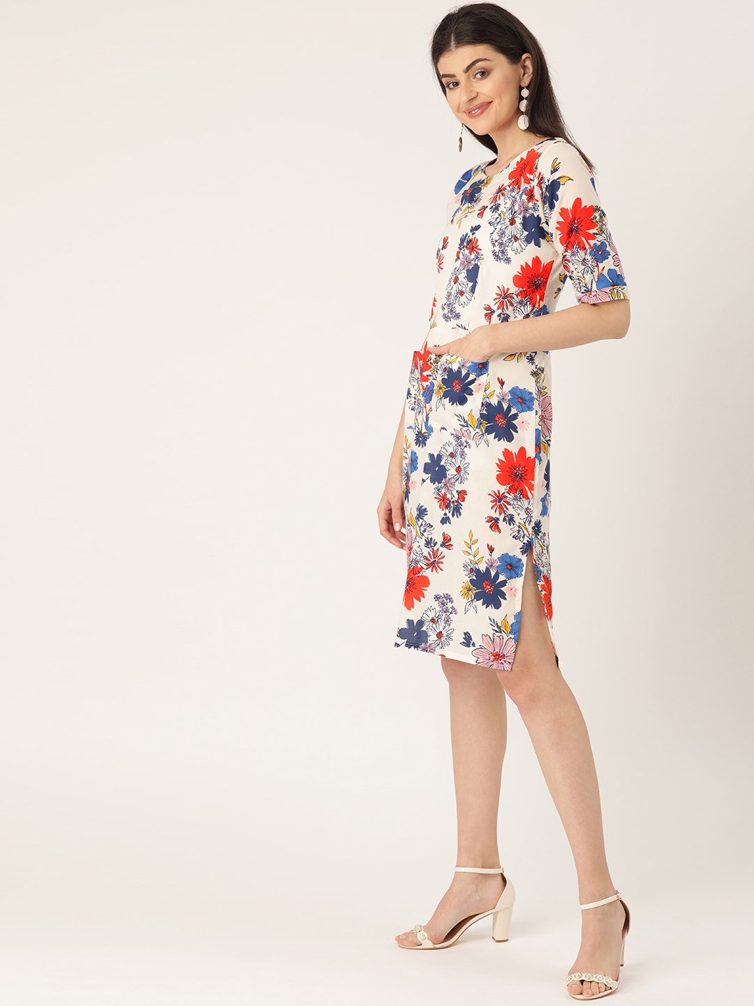 Floral Printed Dress With Pockets