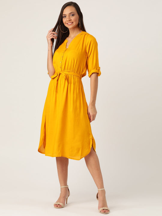 Mustard Dress With Belt