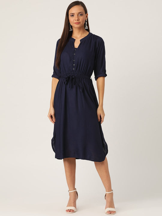 Navy Blue Dress With Belt