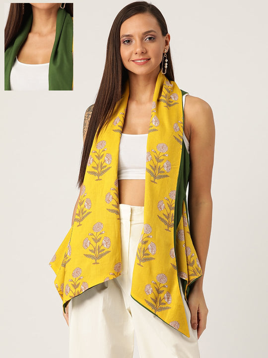 Reversible Shrug Yellow Green Floral