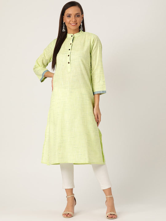 Handloom cotton kurta in green