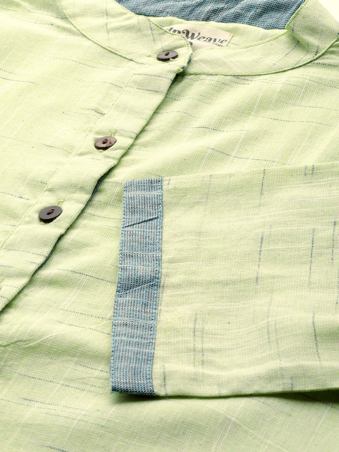 Handloom cotton kurta in green