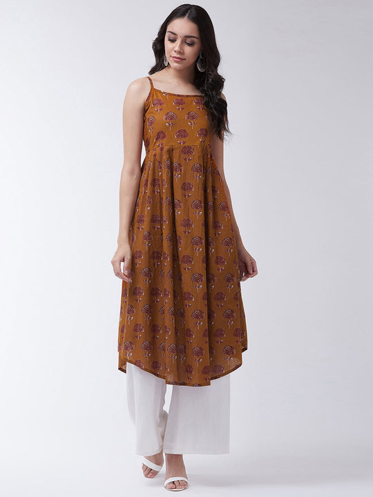 Mud Maroon Print Strappy Kurta