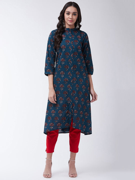 Indigo Maroon Print Kurta