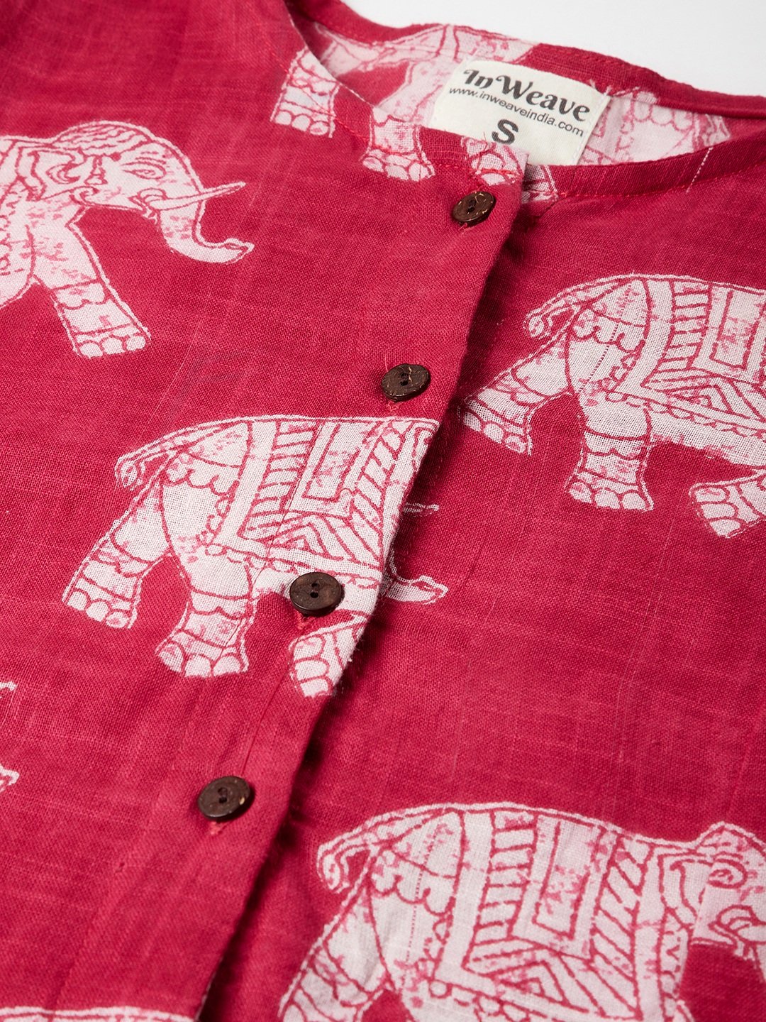 Red Kalamkari Elephant Print Kurta