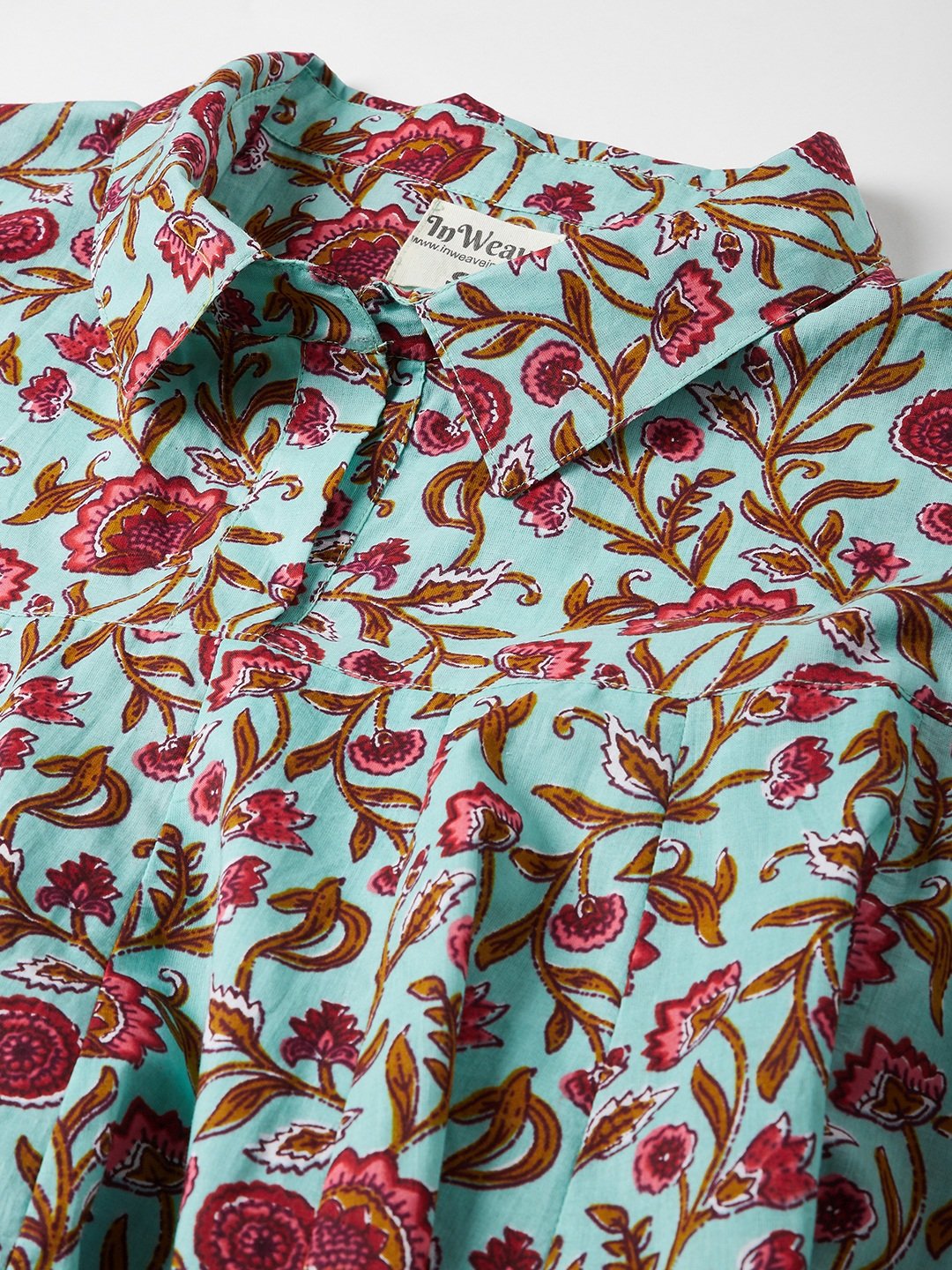 Blue Kalamkari Jaal Print Flared Kurta