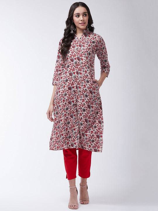 Off White Kalamkari Boota Print Kurta