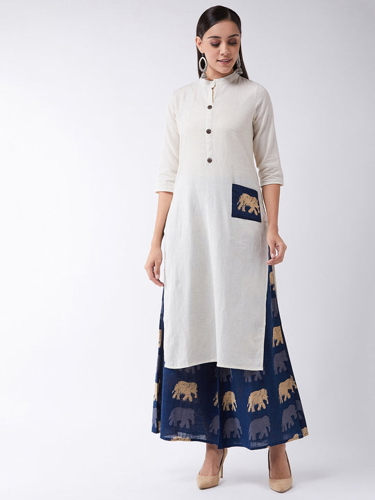 Off White Patch Pocket Kurta